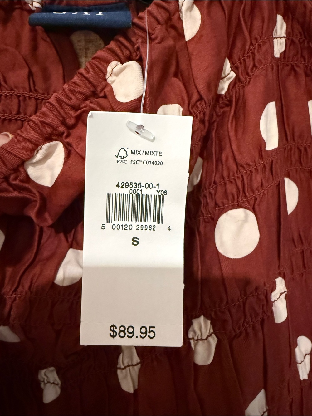 NWT GAP Rust Red Polka Dot Smocked Maxi Dress - Picture 4 of 9